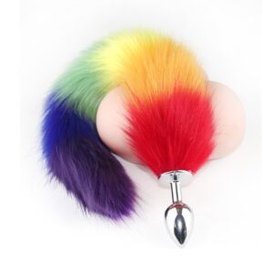 Rainbow Fox Tail Butt Plug