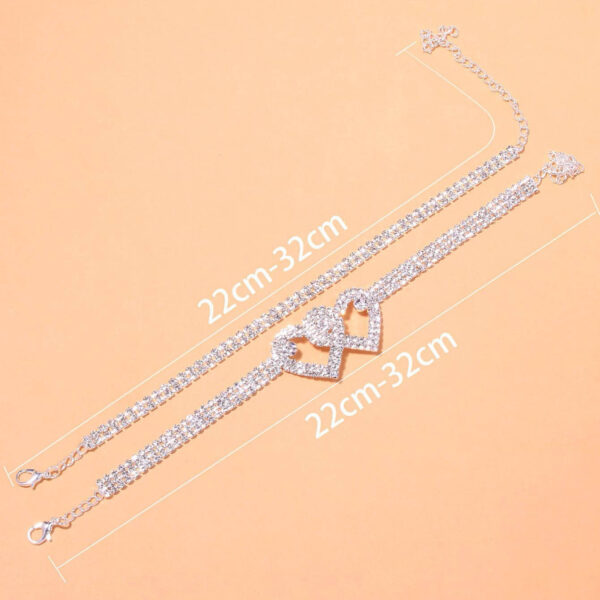Personalized Double Heart Bracelet Anklet - Image 3