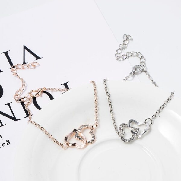 Simple Two Heart Bracelet/Anklet In Europe And America - Image 2