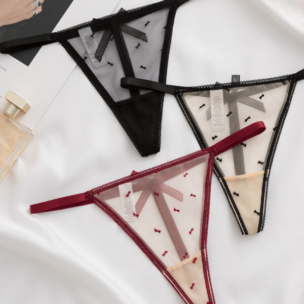 Lace Mesh Rhinestone Alphabet Thongs - Image 6