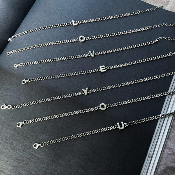 Sterling Silver 26 English Letter Bracelet/Anklet Female Minority - Image 7