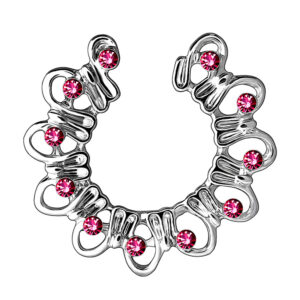 Stainless Steel Flower-shaped Peacock Screen Non-perforated Fake Breast Ring