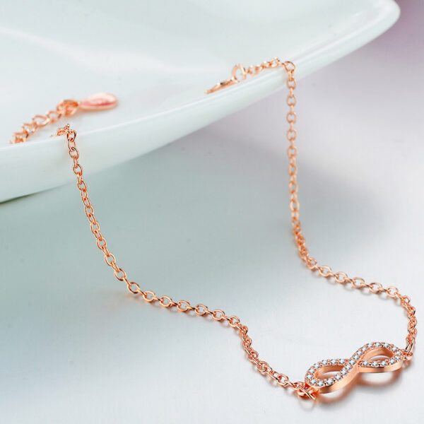 Infinite 8-word Simple Zircon Rose Gold Bracelet - Image 4