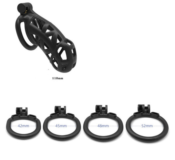 Cobra Chastity Lock With 4-ring Black Breathable Male - Image 4