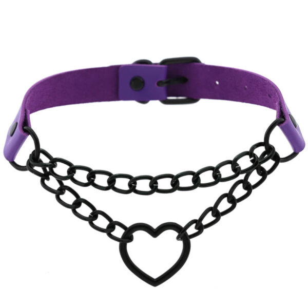Women's Peach Heart Black Chain Collar Necklace - Image 6