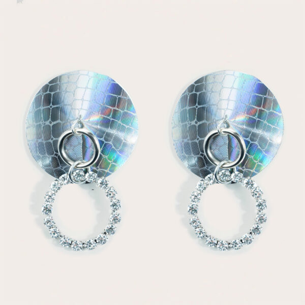 Rhinestone Chest Ornament Round Pull Ring Nipple Stick - Image 6