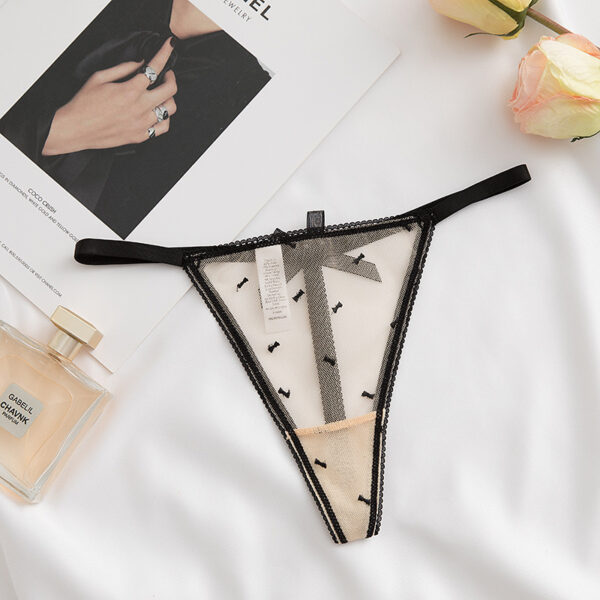 Lace Mesh Rhinestone Alphabet Thongs - Image 4