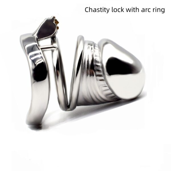Stainless Steel Men's Chastity Device Silver Metal Bird Cage Opening Convenient Lock Props - Image 3