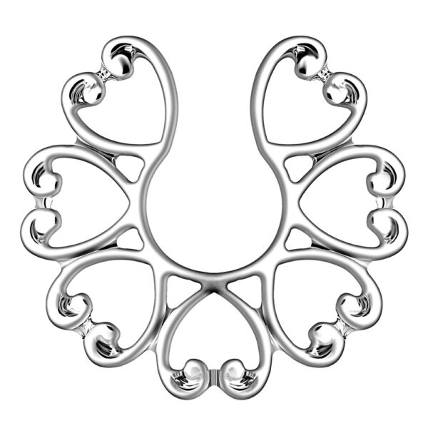 Stainless Steel Flower-shaped Peacock Screen Non-perforated Fake Breast Ring - Image 10