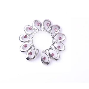 Stainless Steel Flower-shaped Fake Breast Ring Peacock Screen