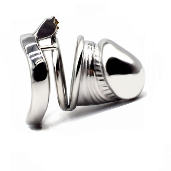 Stainless Steel Men's Chastity Device Silver Metal Bird Cage Opening Convenient Lock Props - Image 5