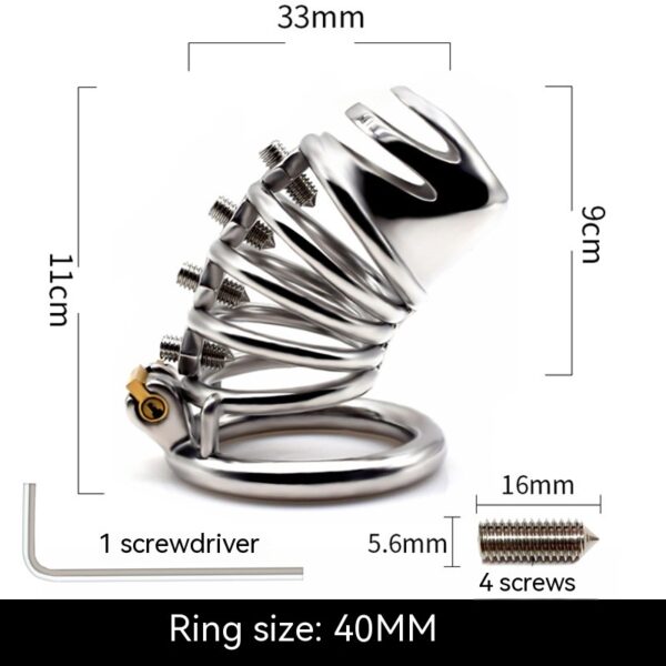 Men's Metal Cb Lock Chastity Pant Belt Screw Stimulation Toy - Image 9