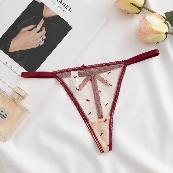 Lace Mesh Rhinestone Alphabet Thongs - Image 5