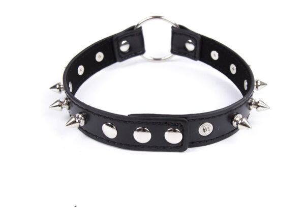 Bondage Men's Leather Collar Neck Chain Bell Torture Leather Necklace - Image 7