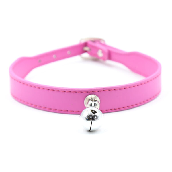 Bondage Men's Leather Collar Neck Chain Bell Torture Leather Necklace - Image 3