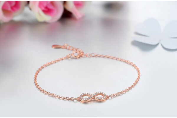 Infinite 8-word Simple Zircon Rose Gold Bracelet - Image 2