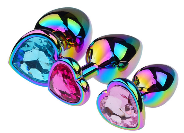 Colorful Heart-shaped Metal Butt Plug Set Sexy Toys - Image 6