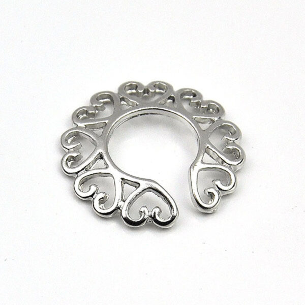Stainless Steel Flower-shaped Peacock Screen Non-perforated Fake Breast Ring - Image 7