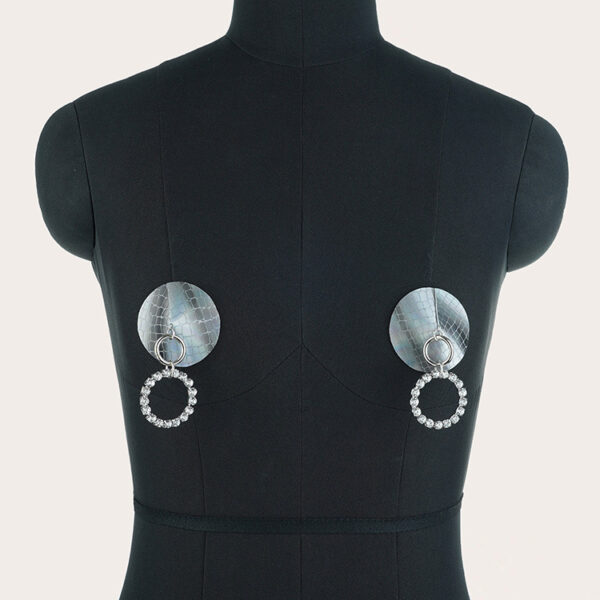Rhinestone Chest Ornament Round Pull Ring Nipple Stick - Image 7