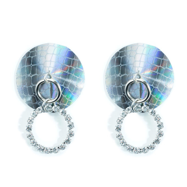 Rhinestone Chest Ornament Round Pull Ring Nipple Stick - Image 4