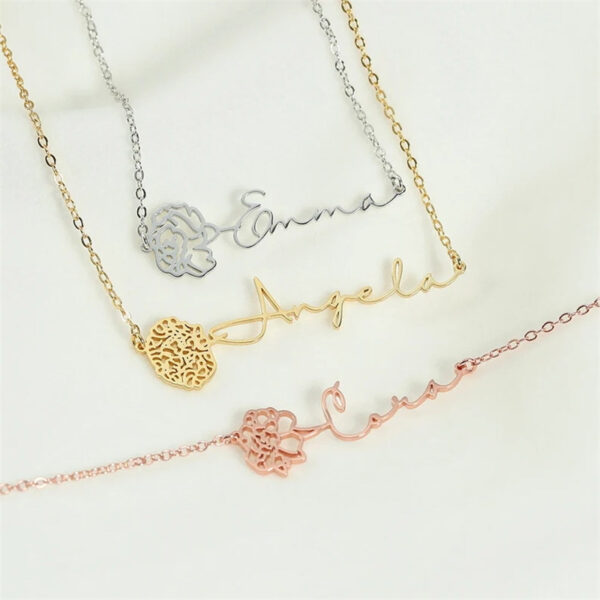 Personalized Birthday Flower Birthstone Bracelet - Image 2