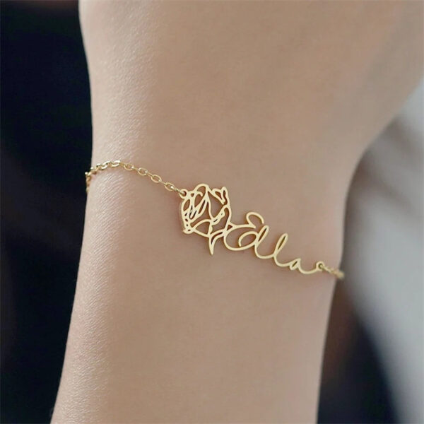 Personalized Birthday Flower Birthstone Bracelet - Image 5