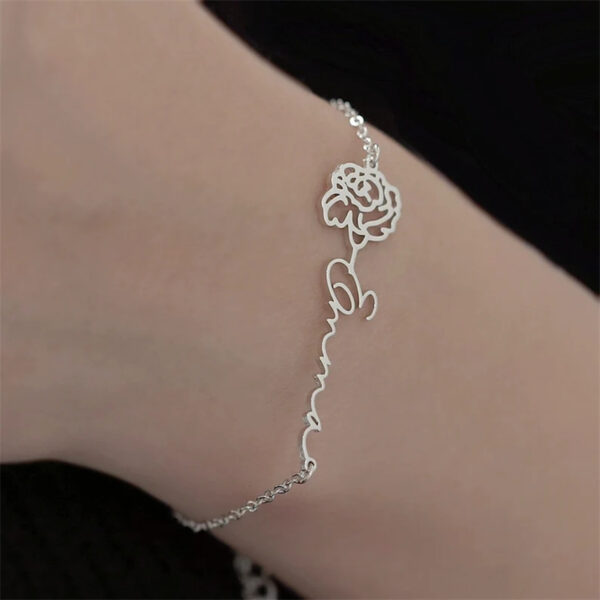 Personalized Birthday Flower Birthstone Bracelet - Image 4