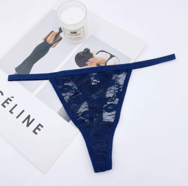 Rhinestone Lettered Lace Low-rise European And American Thong - Image 3