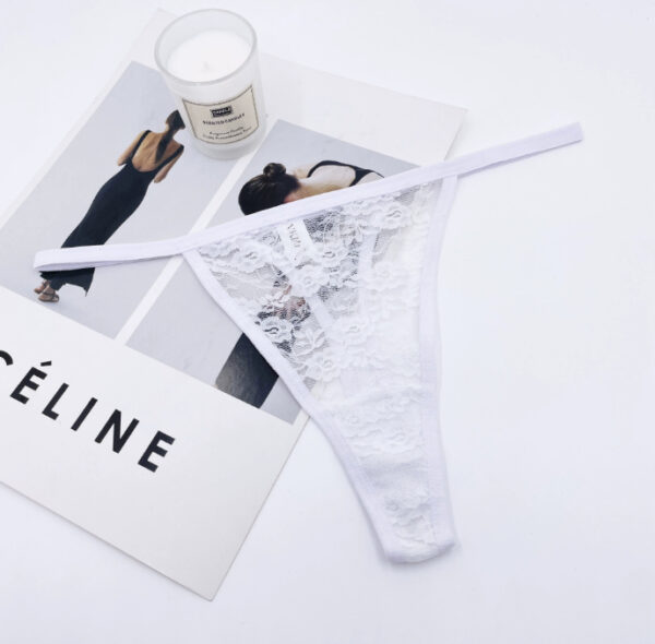 Rhinestone Lettered Lace Low-rise European And American Thong - Image 5