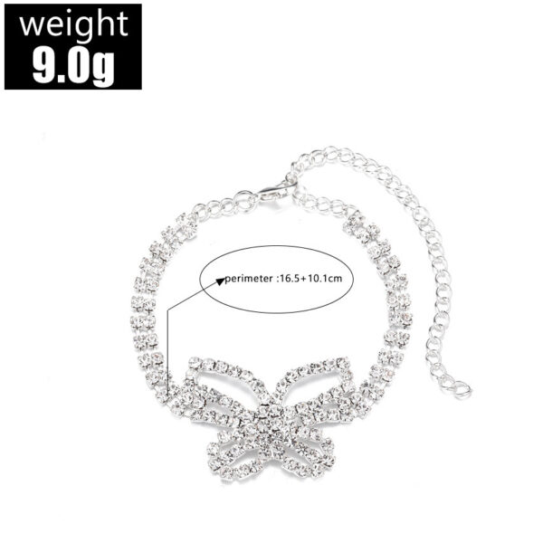 Accessories Full Diamond Butterfly Anklet Multi-layer Rhinestone Anklet - Image 5