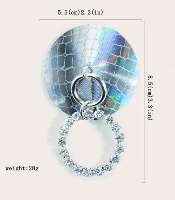 Rhinestone Chest Ornament Round Pull Ring Nipple Stick - Image 5