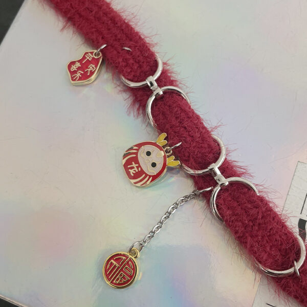 Dragon Red Plush Choker Necklace - Image 3