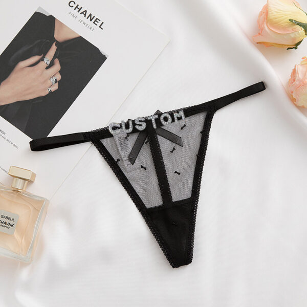 Lace Mesh Rhinestone Alphabet Thongs - Image 3