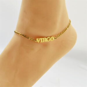 Titanium Steel Twelve Constellation Anklet, Capital Letter