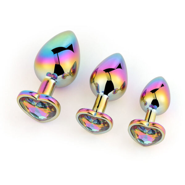 Colorful Heart-shaped Metal Butt Plug Set Sexy Toys - Image 8