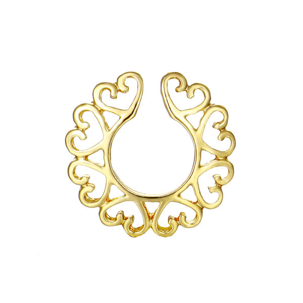 Stainless Steel Flower-shaped Peacock Screen Non-perforated Fake Breast Ring - Image 3