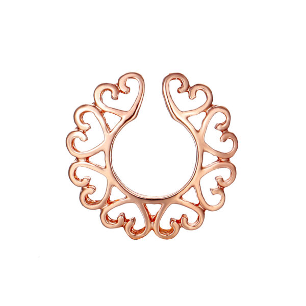 Stainless Steel Flower-shaped Peacock Screen Non-perforated Fake Breast Ring - Image 8