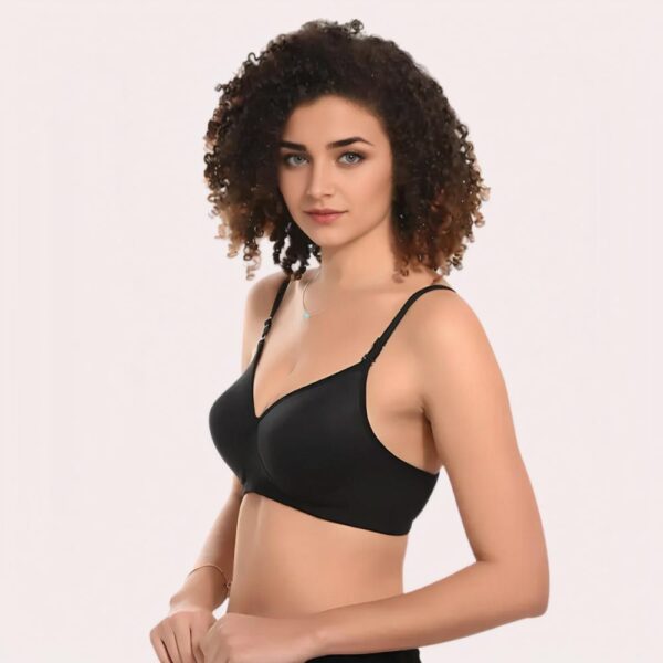 Velvet Touch – Black Lightly Padded Bra - Image 2