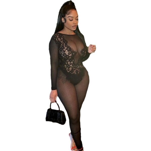 Round Neck Slim-fit Sexy Long Sleeve Women's Knitted Jumpsuit - Image 5