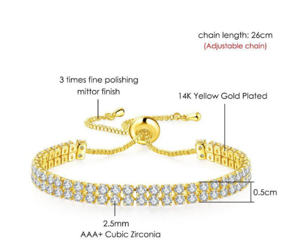Fashion Double Row Zircon Bracelet For Women Rhinestone Bracelet - Image 3