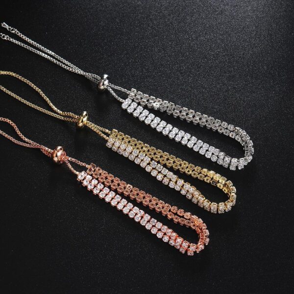 Fashion Double Row Zircon Bracelet For Women Rhinestone Bracelet - Image 6