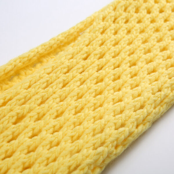 SweaterWool Knitted Cutout Chain Link Super Short Blouse Cream Yellow - Image 3