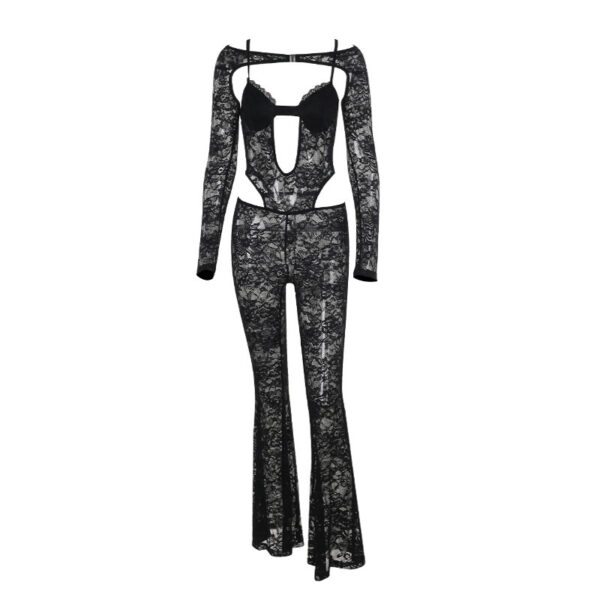 Women's Slim-fit Lace Long-sleeved Jumpsuit - Image 3