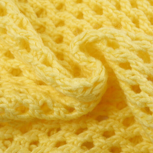SweaterWool Knitted Cutout Chain Link Super Short Blouse Cream Yellow - Image 4