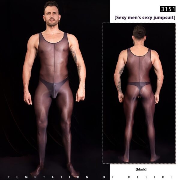 High Stretch Yarn Smooth Lightweight Breathable Nude Feel Skin-friendly Powerful Muscle Men's Jumpsuit - Image 2