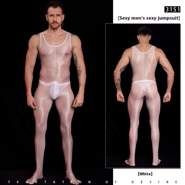 High Stretch Yarn Smooth Lightweight Breathable Nude Feel Skin-friendly Powerful Muscle Men's Jumpsuit - Image 3