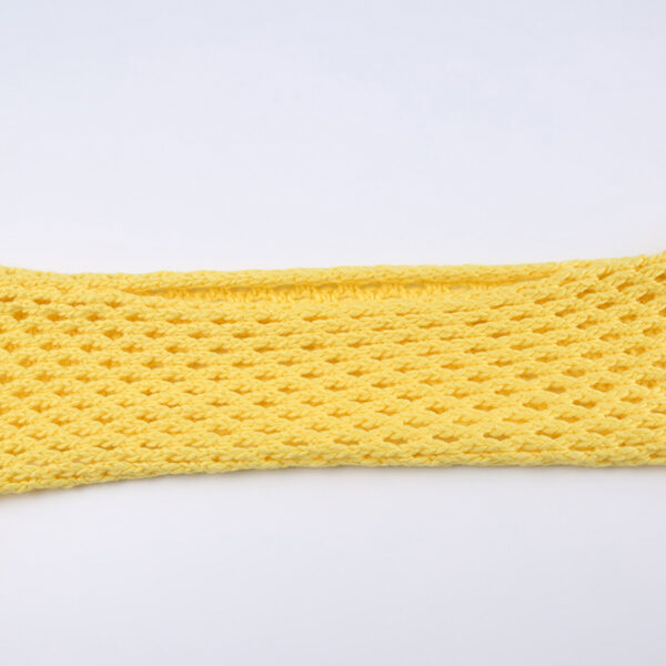 SweaterWool Knitted Cutout Chain Link Super Short Blouse Cream Yellow - Image 6