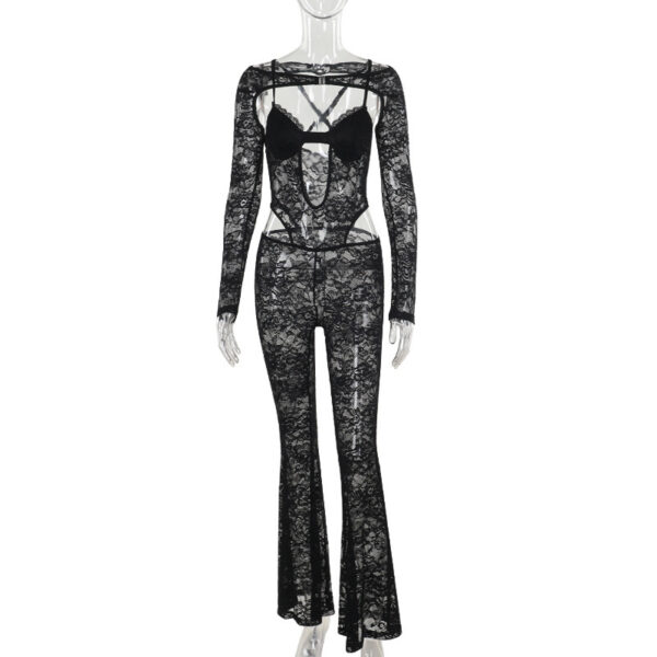 Women's Slim-fit Lace Long-sleeved Jumpsuit - Image 4