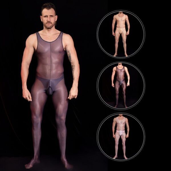 High Stretch Yarn Smooth Lightweight Breathable Nude Feel Skin-friendly Powerful Muscle Men's Jumpsuit - Image 5