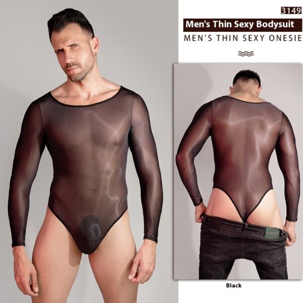 Breathable Tight High Elastic Sexy Long Sleeve Triangle Men's Sexy One-piece - Image 6